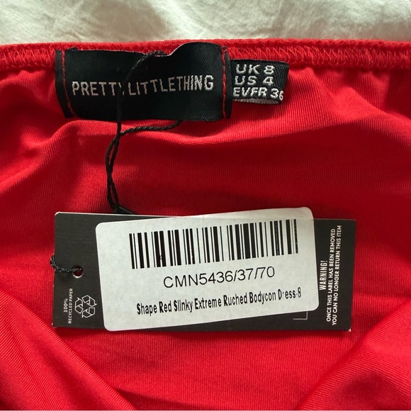 PrettyLittleThing Red Ruched Mini Dress - Picture 3 of 4